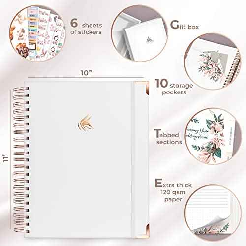 Clever Fox Wedding Planner ? Notebook Organizer for Bride ? Wedding Planning Binder Book with Pockets ? Engagements Gift, 10x11¡È (White)