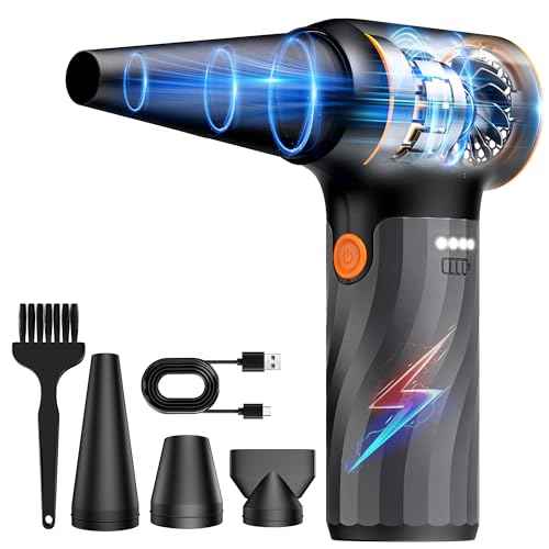 Electric Air Duster, 280000RPM Cordless Mini Blower, Rechargeable Brushless Motor Dust, 3-Gear Adjustable Dust Blower for Computer, Keyboard, Outdoor, House and Car (Black)