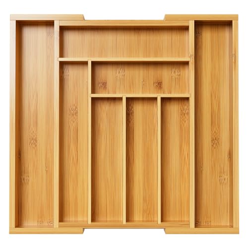 Pipishell Bamboo Expandable Silverware Drawer Organizer - Natural, Medium