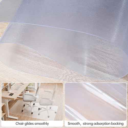 Office Chair Mat for Hardwood Floor, 48" x 30" Clear Computer/Desk Chair Mat for Hard Floor, Thicker, Easy Glide, Non-Slip, Protects Hard Surfaces from Scratches, Ideal for Home or Office