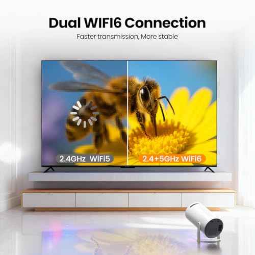 Projector with WiFi and Bluetooth- Mini Projector, 4K Support Android 11.0 Portable Movie Projector, 270¡Æ Rotation Automatic Vertical Keystone Correction, Compatible with iphone/TV Stick/HDMI/USB