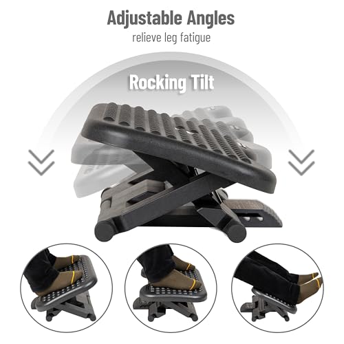 Mind Reader Adjustable Ergonomic Foot Rest – Under Desk, 3.25-6.25 in, Black, 17 x 13 in (Single)