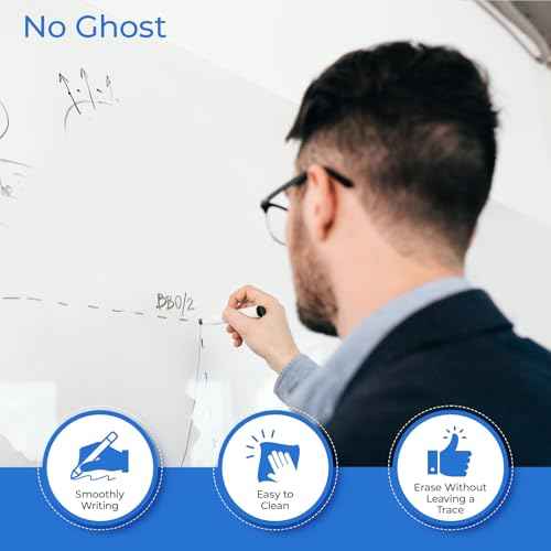 M&G White Board Wallpaper Dry Erase Board for Wall, 3.8 ft x 8 ft Whiteboard Peel and Stick Wallpaper, Dry Erase Contact Paper with 3 Markers and Wipe Out Cloth (Inside The Roll), No Ghosting