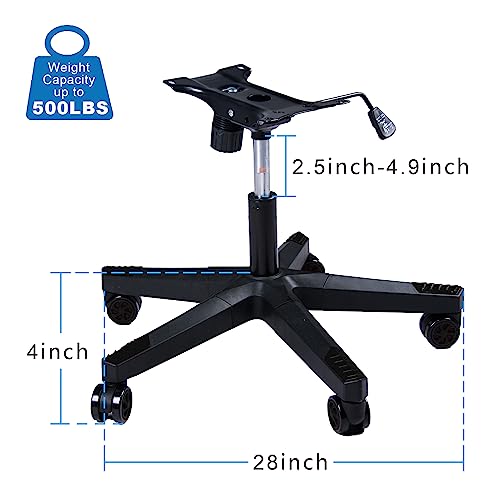 Frassie 28" Gaming Chair Base Replacement Set with Plate, Cylinder & Wheels - Black