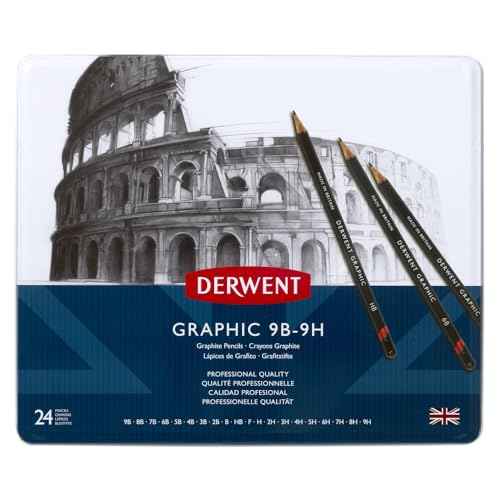 Derwent Graphic Pencils, Metal Tin, 24 Count (34202)