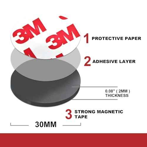 Magnetic Dots,Round Magnets with Adhesive Backing,Small Magnet 1.2" Self Sticky Magnetic Circle for Crafts,Peel and Stick Magnet for Family School Activities,Thickness 80Mil,24PCS Per Pack