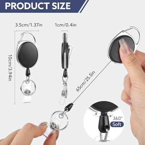 50 Pack Badge Reels Retractable ID Badge Holder with Carabiner Heavy Duty Badge Reel Clip and Key Chain for Work Office