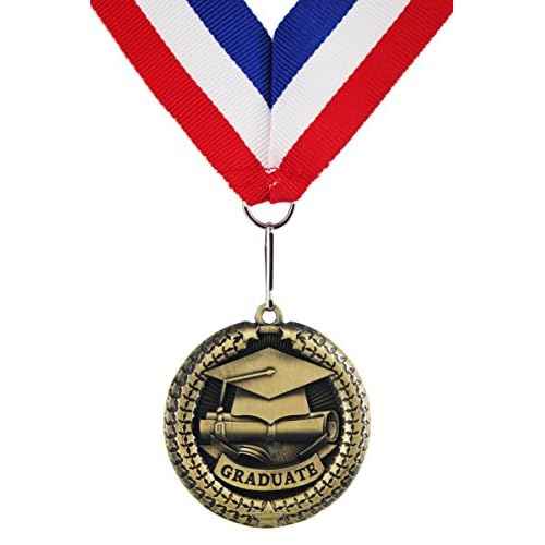 GraduationMall Graduation Medallion, Graduation Award Medal with Neck Ribbon, Copper (Zinc Alloy)