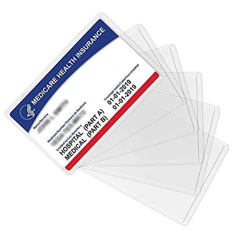 Sooez 10 Pcs Medicare Card Holder Sleeves 12Mil Thick Waterproof PVC Wallet Protectors (3.54 x 2.24 inches)