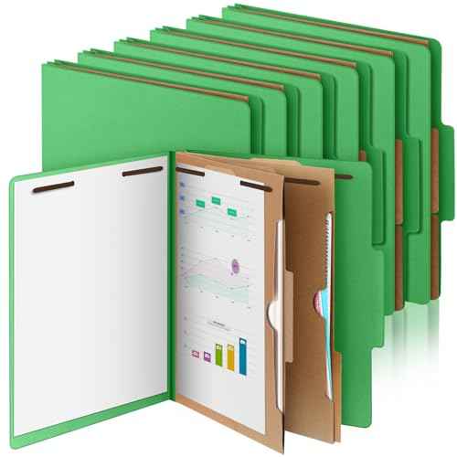 Skyygemm 12 Pcs Classification Folders Letter Size, 2 Pocket Dividers Pressboard File Folder with Fasteners, Expanding File Organizer Bulk for Teachers, Clergy, Office, Church, Christmas (Green)