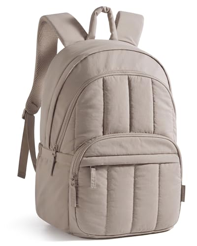 BAGSMART 15.6 Inch Quilted Laptop Backpack for Women, Travel & College Bag - Camel