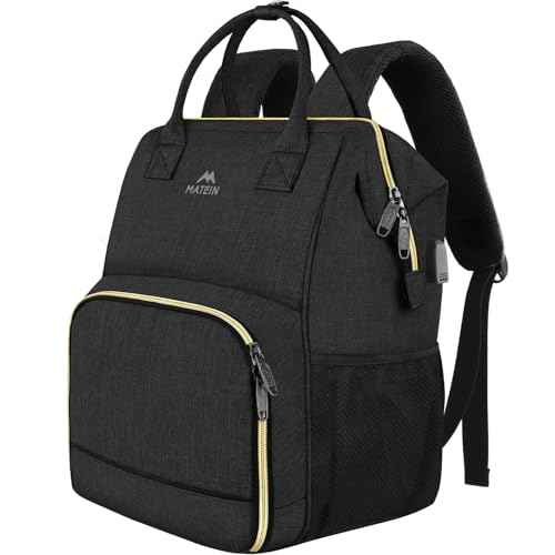 MATEIN Lunch Backpack for Men Women, 17 Inch Large Insulated Cooler Backpack with USB Charging Port, Water Resistant Lunch Box Back Pack Travel Laptop for Men Teacher Work Picnic College Nurse, Black