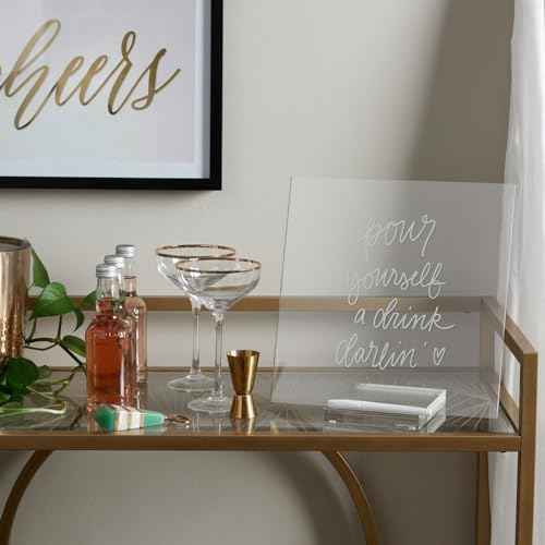 russell+hazel Acrylic Dry Erase Board and Marker, Memo Tablet for Desktop with Stand, Clear Acrylic, 12¡± x 6¡± x 11.5¡± (31384)