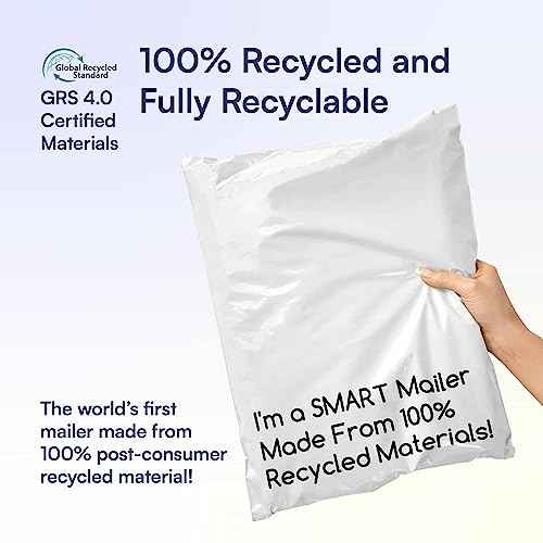 200 Count, 10x13 inch 100% Recycled Poly Mailers Eco Friendly Packaging Envelopes Supplies Mailing Bags 2.5 Mil Thick - SMART Mailer
