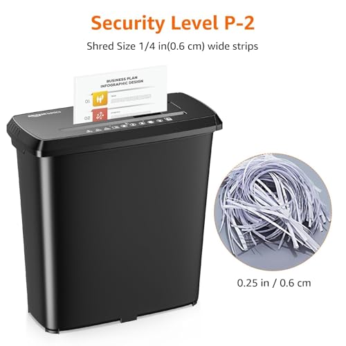 Amazon Basics 8-Sheet Strip Cut Paper & CD Credit Card Shredder with Basket - With Bin