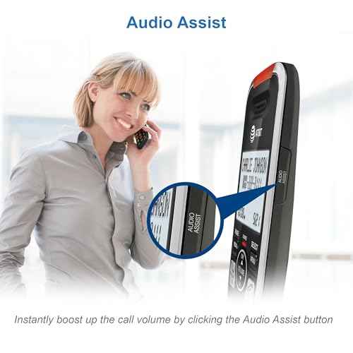 AT&T BL102 DECT 6.0 Cordless Phone for Home with Answering Machine, Call Blocking, Caller ID Announcer, Audio Assist, Intercom, and Unsurpassed Range, Silver/Black