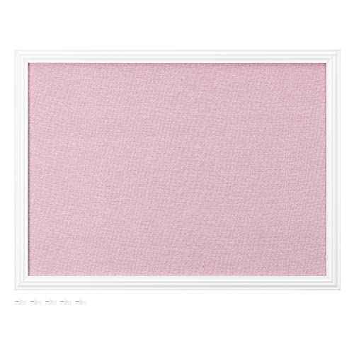 Navaris Framed Linen Bulletin Board - 17 x 23 inches Fabric Jewelry Organizer Pinboard for Wall Memory Memo Pin Board - Pink Linen with White Frame