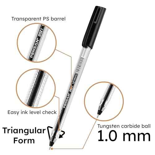 PENSAN Ballpoint Pens Bulk Pack, 150-Count ? (100 Black & 50 Blue) Ink Pens, 1.0mm Medium Point, Ergonomic Triangle Grip, Smooth Writing