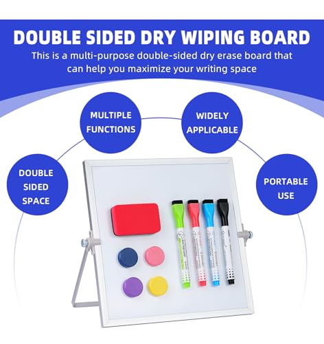 10x10 Inch Magnetic Whiteboard with Stand - Small Dry Erase Board for Office & Home