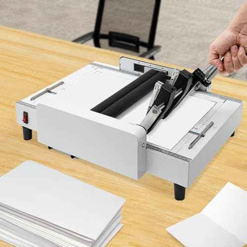 Booklet Folding Binding Machine, A3 Paper Folding Binding Machine 110V 2 in 1 Multifunctional Automatic Book Maker Stapling Max 11.7" ¡¿ 16.5" Paper Folding for Schools Print Stores Offices