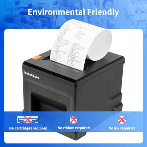 NetumScan USB POS Receipt Printer, 80mm Thermal Receipt Printer with Auto Cutter Cash Drawer, 300mm/s, Support Windows/Mac/Linux, Restaurant Kitchen Printer for ESC/POS(Only USB Interface) 8360