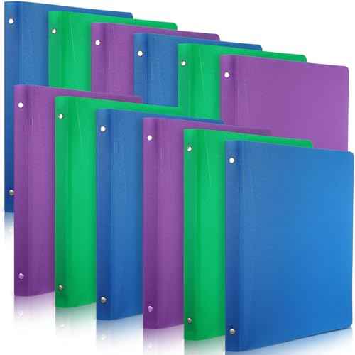 CHENGU 12 Pieces 0.75 Inch Binders 3 Ring Holds 200 Sheets Paper 0.75 Inch Plastic Binder with Pocket Round 3 Ring Letter Size for School Office Supplies