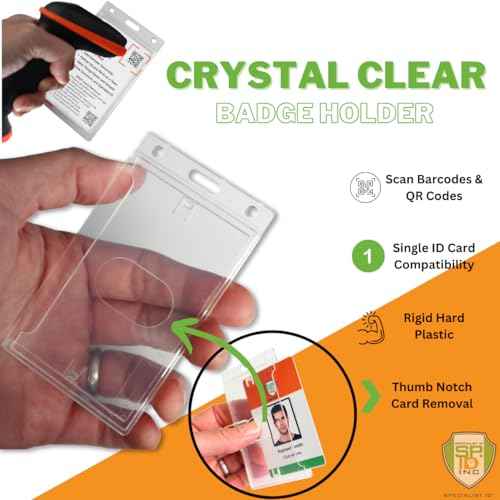 3 Pack - Crystal Clear Heavy Duty Badge Holder - Vertical Hard Plastic ID Badge Holder for Badges - Rigid Case Single I'd Protector Access Card Holder for Lanyards, Clips & Reels by Specialist ID