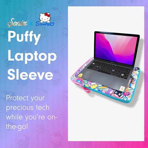 Sonix x Sanrio | Puffy Laptop Sleeve | 15-16 Inch, Quilted Pillow Puffer Laptop Carrying Case, Computer Sleeve | Hello Kitty & Friends Stickers
