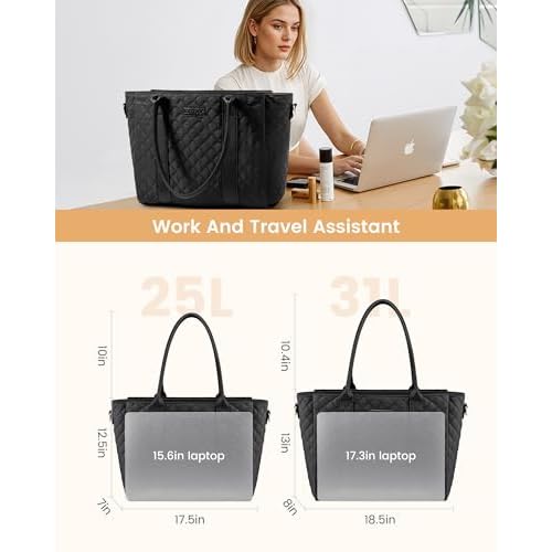 LOVEVOOK Laptop Bag for Women£¬Work Bag Teacher Tote Bag With Large Cup Holder, Quilted Crossbody bag with Zipper for Travel