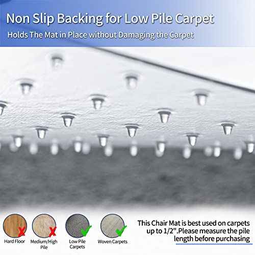Amyracel Chair Mat for Carpet, 48'' x 36'' Clear Computer Desk Chair Mat for Low Pile Carpeted Floors, Easy Glide Plastic Floor Mat for Office Chair on Carpet Protection