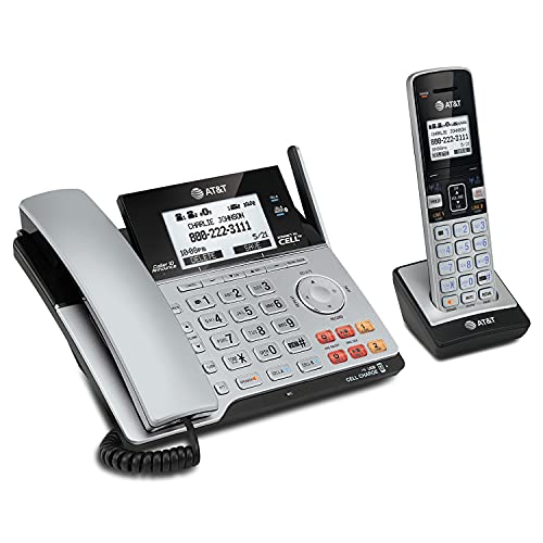 AT&T TL86103 2-Line Corded/Cordless for Small Business with Answering Machine, 2-Mailboxes, Connect-to-Cell, Caller ID Announcer, Intercom, Line-Power, Long Range & Expandable to 12 Handsets