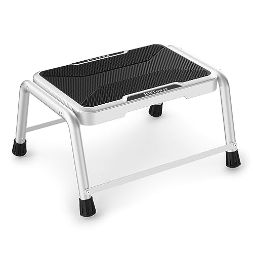 HBTower 1-Step Adult & Kid Non-Slip Metal Step Stool - No Handle