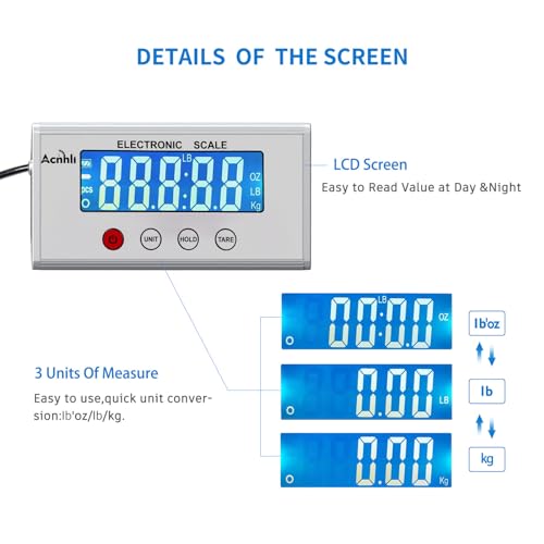 Digital Shipping Scales 440 pounds, Stainless Steel Heavy Duty Postal Scale for Warehouses, Homes, Offices, and Courier Companies, Including Product Manuals and adapters