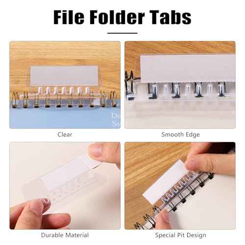 200 Pcs Hanging File Folder Tabs and 200 Pcs 2 Inch Inserts Labels, Plastic File Folder Tabs for Hanging Folders Files (Transparent)