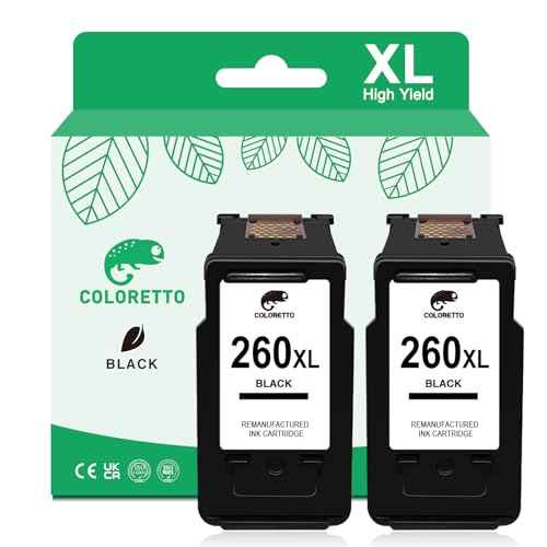 COLORETTO 260XL Black Ink Cartridges Replacement Compatible with TS6420a TR7020a TS6420 TR7020 TR7022a TS5320 Printer for Canon 260 Black Ink Cartridge, Ink Cartridges for Cannon 260 Ink (2 Pack)