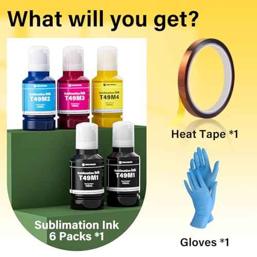 700ML T49M F170 F570 Sublimation Ink for Surecolor F170 F570 SC-170 SC-570 170 570 Sublimation Printer (T49M1 T49M2 T49M3 T49M4 Autofill/ICC-Free/Anti-UV/5-Pcaks)