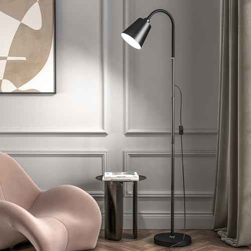 Floor Lamp,High Brightness with 3 Colors,Multi-Purpose Standing Lamps with Height and Lighting Angle Adjustable for Living Room,Bed Room,Office(Black)