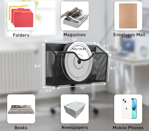 JANE EYRE Magnetic File Holder - Black 3 Pack Office & Home Organizer