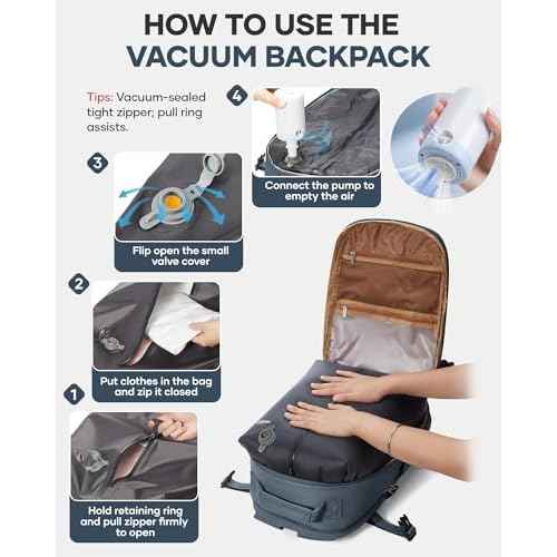 coofay Vacuum Backpack Travel with Pump Vacpack Travel Backpack with Vacuum System Compression Backpacks for Traveling Mochila De Viaje Carry on Luggage