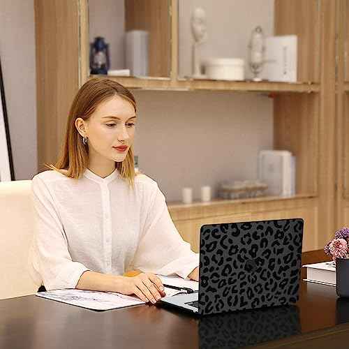 MOSISO Compatible with MacBook Air 15 inch Case 2025 2024 2023 Release M4 A3241 M3 A3114 M2 A2941 with Touch ID, Plastic Leopard Grain Hard Shell Case & Keyboard Cover & Screen Protector, Black