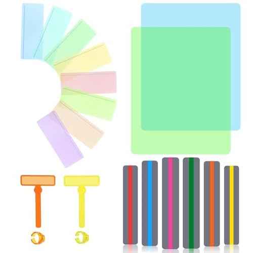 20 Pcs Guided Reading Strips Set Dyslexia Tools for Kids with 4 Sizes Reading Tracker Children's Reading Guide Strips Teacher Educational Classroom Supplies (Colour Sets)
