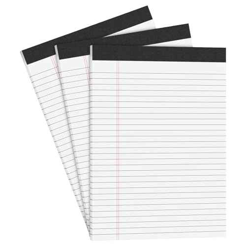 3 Pack Legal Pads 8.5 x 11 inch Notepad, 30 Sheets per Note Pads Wide Ruled Legal Pads, Pads of Paper Writing Pad - Ideal for Office, School or Home Use