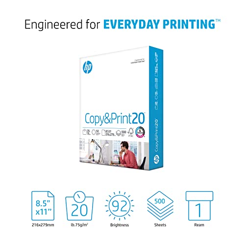 HP Copy & Print 8.5x11 Printer Paper - 20 lb, 92 Bright, 1 Ream (500 Sheets) - FSC Certified