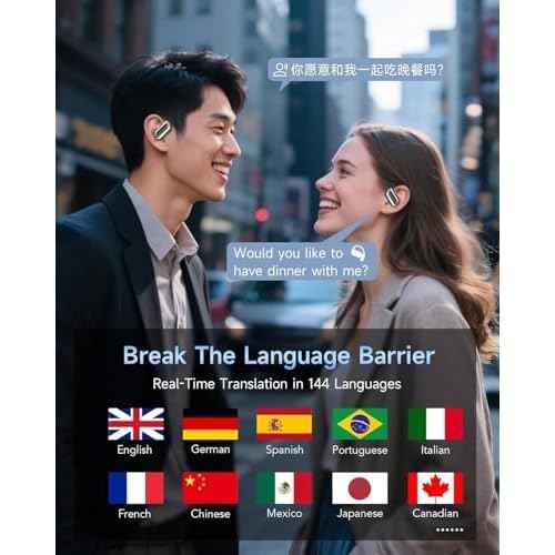 AI Translation Earbuds Real Time,144 Language Translator Earbuds,Bluetooth 5.4 Audifonos Traductores Ingl?s Espa?ol,OWS 4-in-1 Translation Headphones,Translator Headphones Suitable for Travel Learning