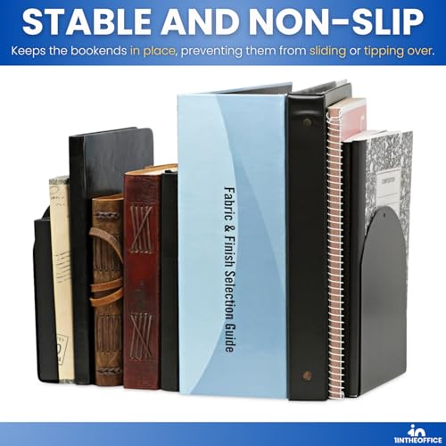 Magnetic Metal Bookends for Shelves 6 x 5 x 7 inches — Black, Pack of 4 (Variation 4)