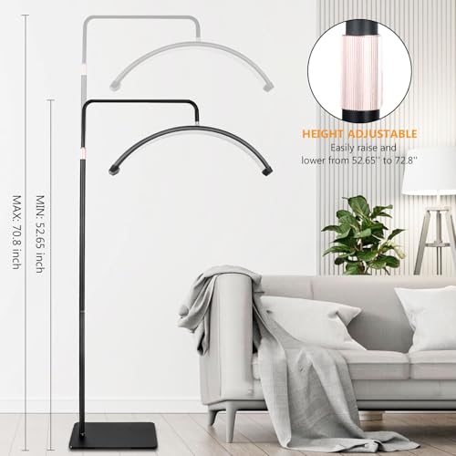 NATURALRISE LED Floor Lamp£¬Half Moon Lash Light for Eyelash Extensions, Nail Art & Tattoos | 3 Color Temperatures, 10-100% Dimming, Height Adjustable Reading Lamp for Bedroom, Office, Makeup Studio