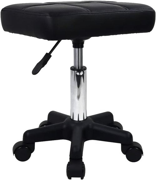 FURWOO Adjustable Rolling Stool - Swivel Chair with Wheels for Spa & Salon - Black Finish