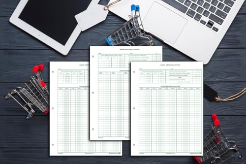 Bank Reconciliation Forms (DUAS-379) 8.5 x 11 Green Ledger Paper, Pack of 25