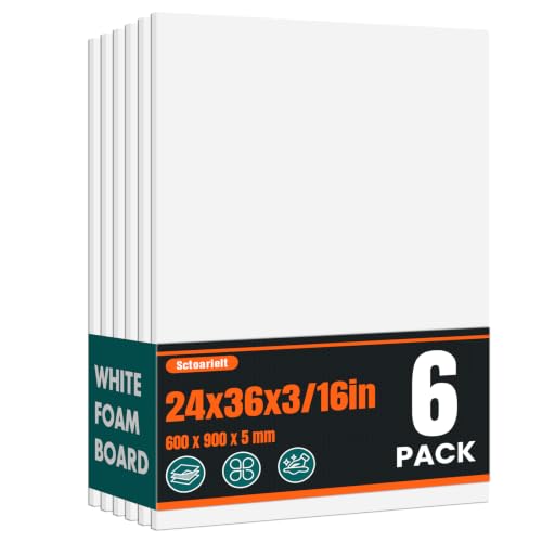 White Foam Board 24x36 Inches - 6 Pack, 3/16" Thick Art & Craft Supplies