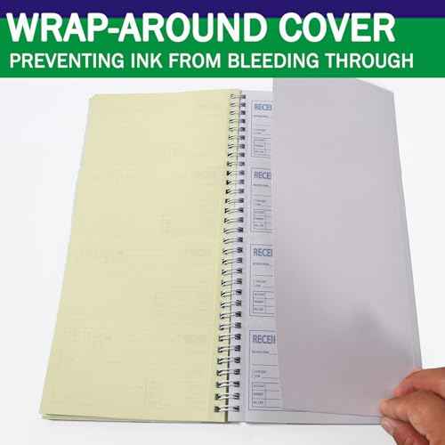 Cash Receipt Book, 200 Sets, 2-Part Carbonless, 5-1/4" x 11", Spiral Bound, White & Canary Copies - Numbered Forms for Cash Transactions, Rent Payments & Business Records (1pack)